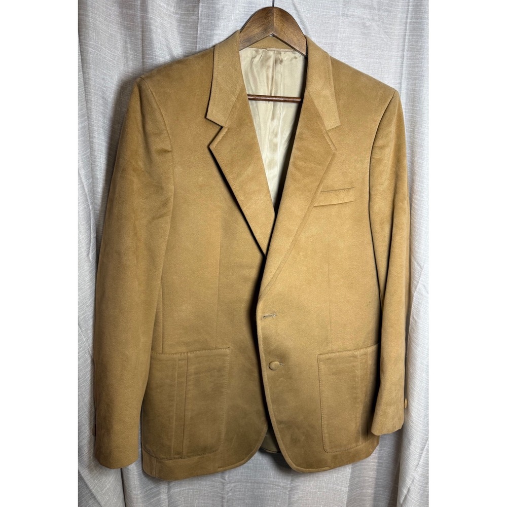 Men's Tan Suede LaBaron Ultra Suede Finesse Blazer Sport Coat Jacket Leather